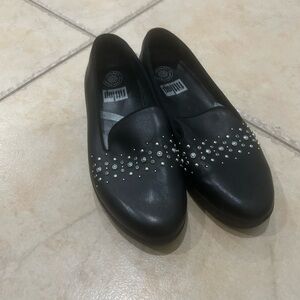 Elegant Black Slip-On Shoes with Studded Detail
